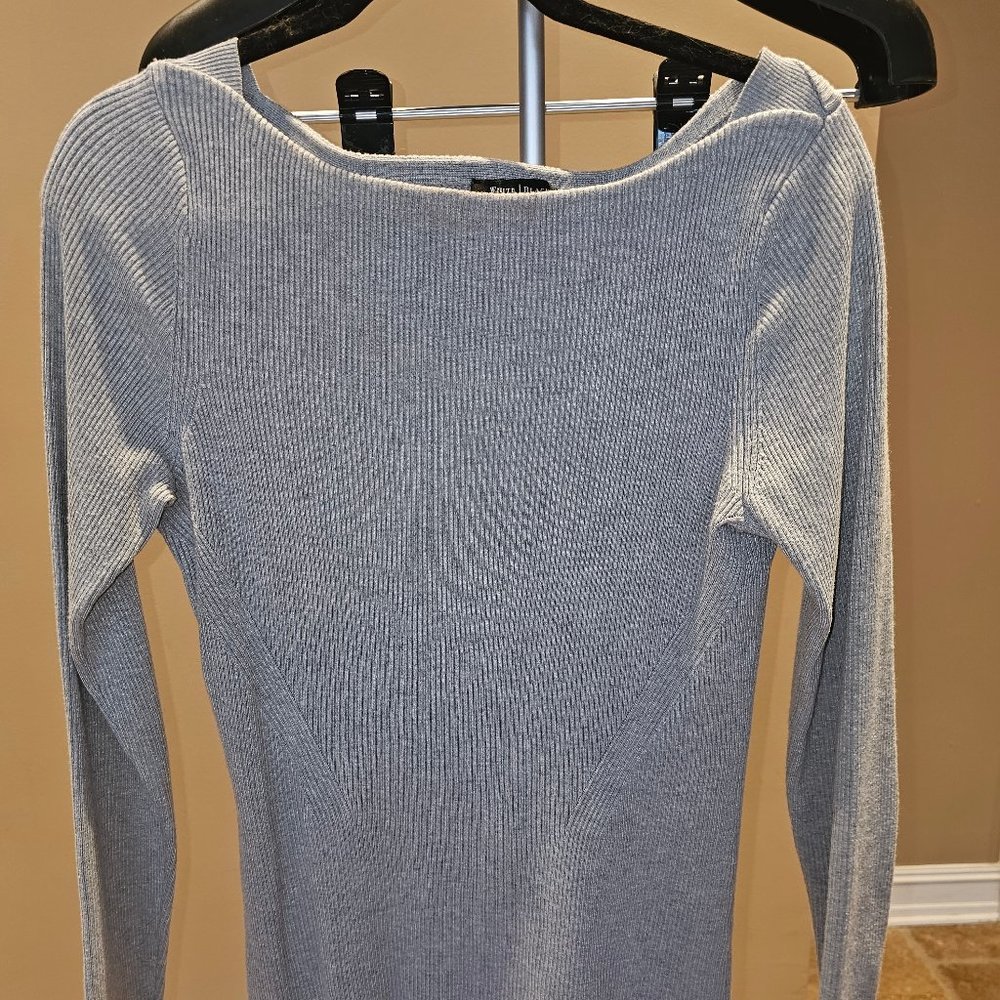 WHBM Medium Grey Boat Neck Sweater